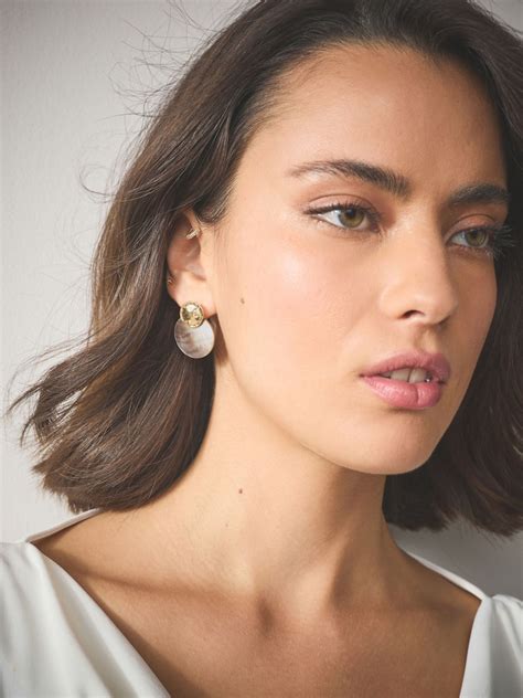 Buy Gold Tone Hammered Disc Shell Drop Earrings from Next India