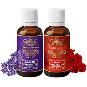 Buy Exotic Aromas Lavender Essential Oil & Rose Oil, Pack of 2 Online ...