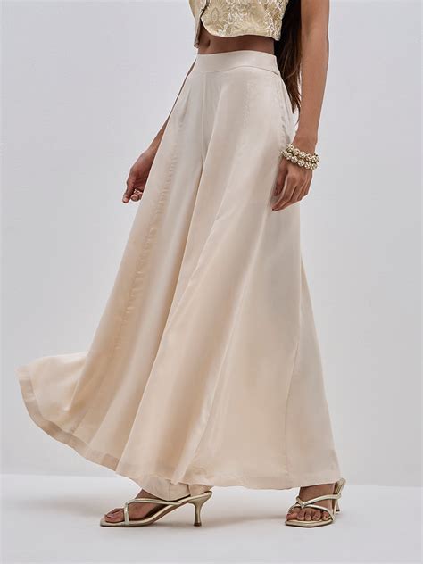 Buy Vark Off-White High-Rise Palazzos from Westside