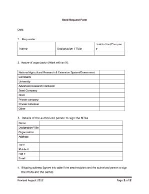 Seed Request Doc Template | pdfFiller
