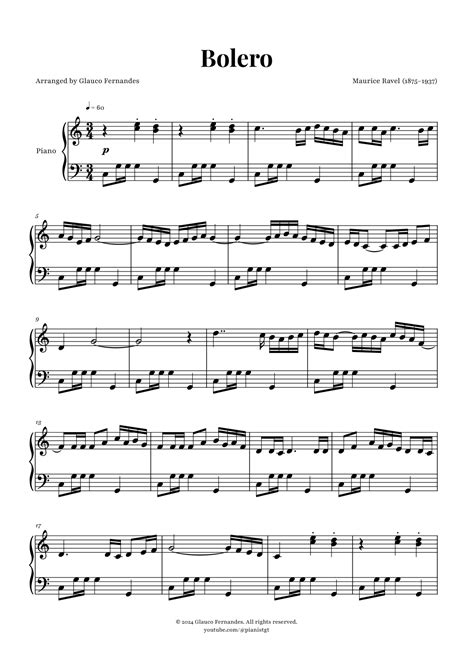 Bolero by Ravel - BEAUTIFUL Piano (arr. Glauco Fernandes) by Maurice ...