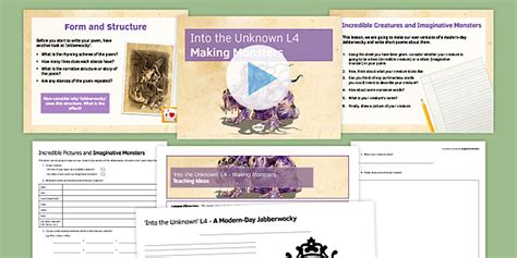 GCSE Into the Unknown Pre-1914 Literature Lesson Pack 4: Making Monsters