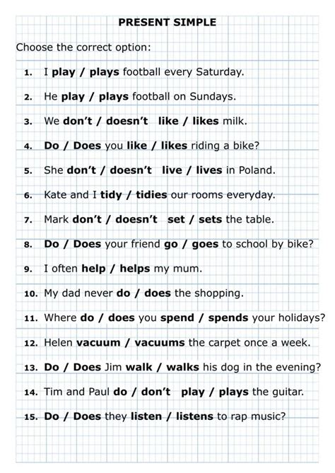 Image result for Present Simple Beginner Exercises