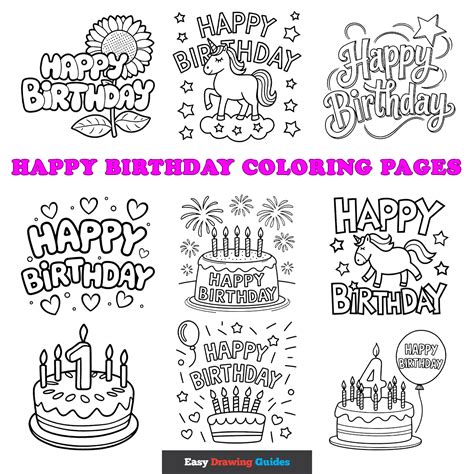 Free Happy Birthday Coloring Pages for Kids - 20 Printable Sheets