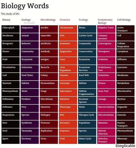 300 Biology Words - Simplicable