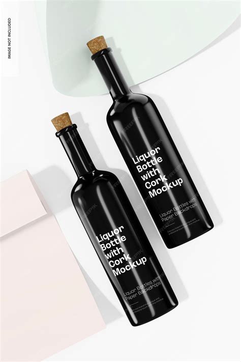 Premium PSD | Liquor bottles with cork mockup mockup top view