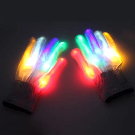 Buy Halloween Party LED Gloves Luminous Flashing Color Changing Gloves ...