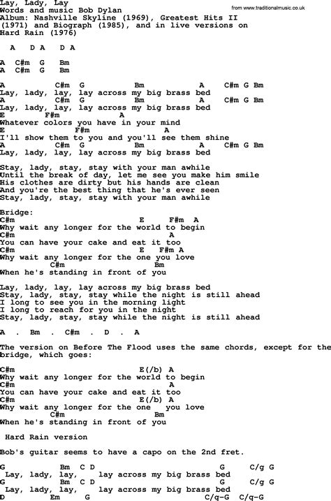 Bob Dylan song - Lay, Lady, Lay, lyrics and chords