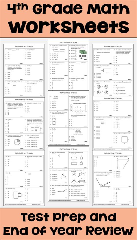 Math For 4Th Graders Printable Worksheets