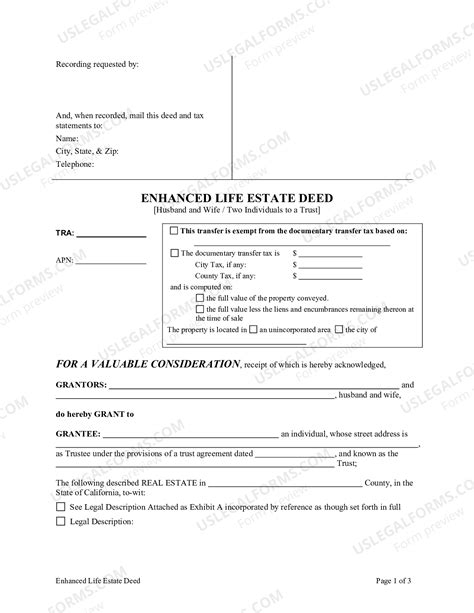 California Enhanced Life Estate Deed from Husband and Wife, or two ...
