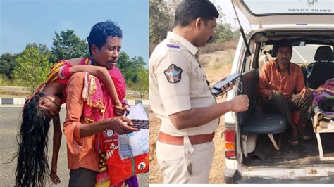 Vizianagaram: Man carries dead wife on shoulder; cops play good samaritan