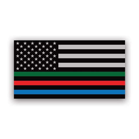 Thin Blue Line USA Flag With Red Blue Green Stripe Sticker - Decal ...