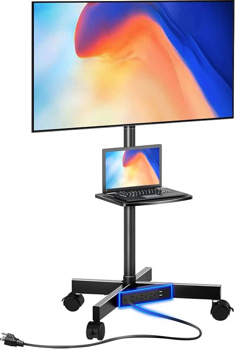 Buy Greenstell TV Stand with Power Outlet, Mobile TV Cart on Wheels for ...