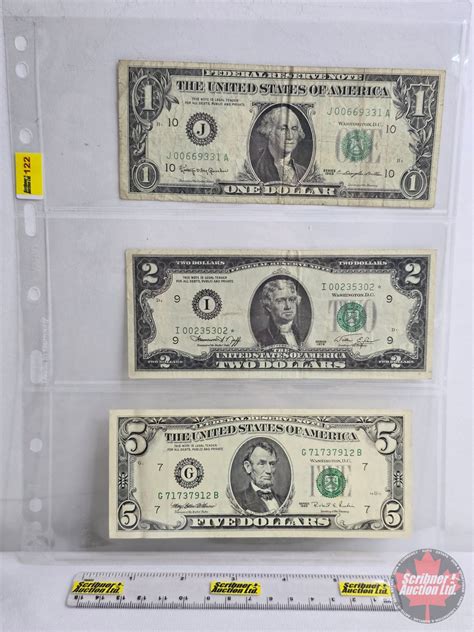 USA Bills (3): - 1963 $1 Bill - 1976 $2 Bill - 1995 $5 Bill (See Pics ...