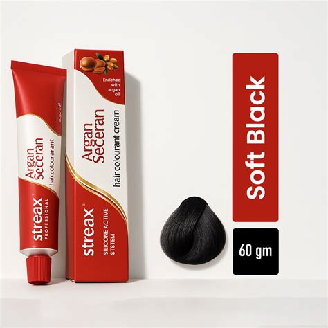 Streax Professional Argan Secrets Hair Colourant Cream - Soft Black 2 ...