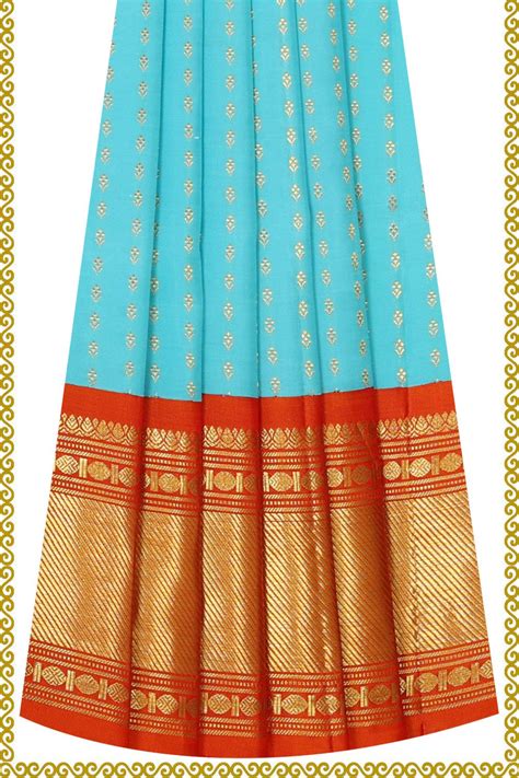 Kanchipattu Sky Blue Pavada Unstitched Set – Kalanjali