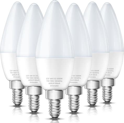 Eastiya Dimmable E12 Candelabra LED Light Bulb 60 Watt Equivalent ...