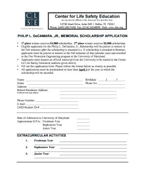 Fillable Online Download application - Center for Life Safety Education ...