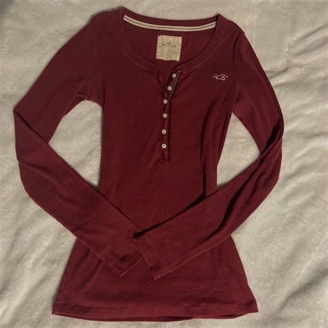 Vintage 2000s hollister wine red burgandy Henley | Clothes, Downtown ...