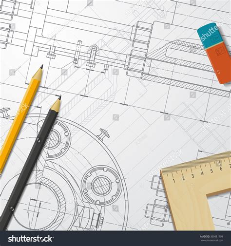 Vector Technical Blueprint Mechanism Engineer Illustration Stock Vector (Royalty Free) 359581793