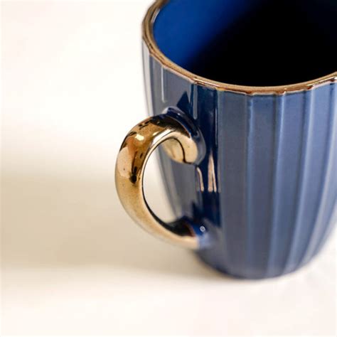 Nori Cup And Saucer Set Of 6 Blue With Gold Detail 250ml Online ...