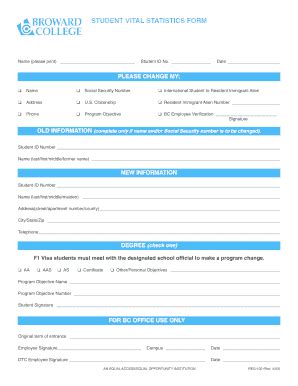 STUDENT VITAL STATISTICS FORM - Broward - Fill and Sign Printable ...