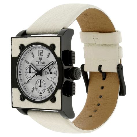 Buy Online Titan Quartz Chronograph Silver Dial Leather Strap Watch for ...