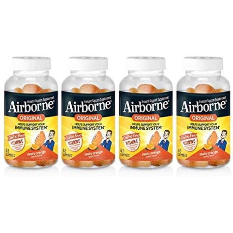Airborne Orange Vitamin C 750mg Gummies - Immune Support, Gluten-Free ...