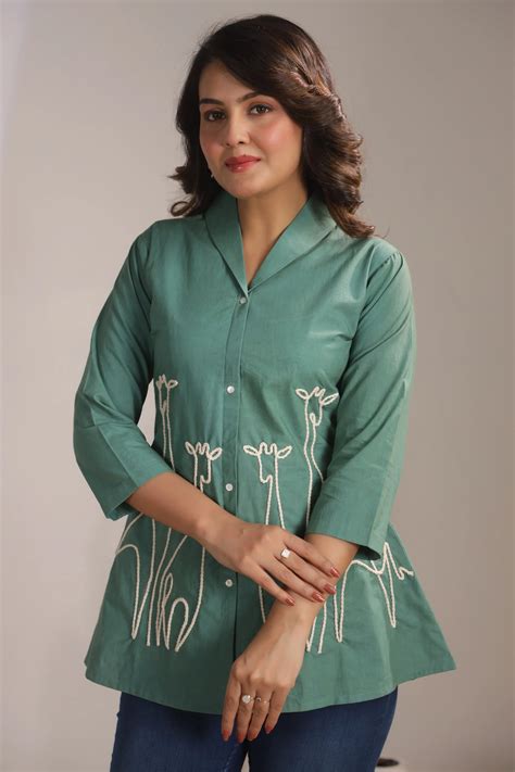 Sage Green Giraffe Cord Detail Tunic – Kaftanize