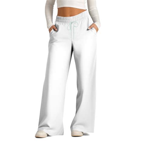 QUNYINEY White Sweatpants Women Wide Leg High Waisted Casual Workout ...