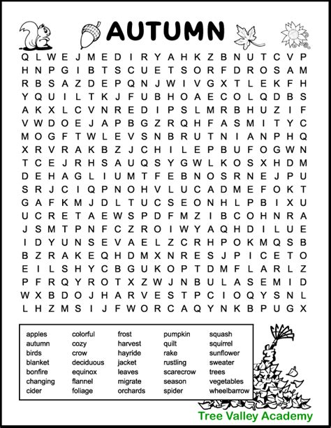 Image result for Fall Word Search