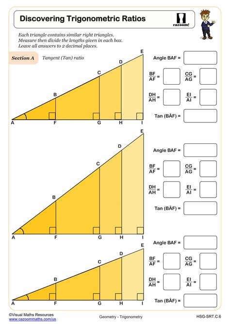 Trigonometic Ratios (SOH CAH TOA): Word Problems (With Clues) Worksheet | PDF Printable Geometry ...