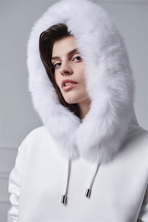 White Hoodie with Fox Fur | Shopifur
