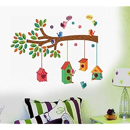Decals Design 'Cage with Bird on Branch' Wall Sticker (PVC Vinyl, 50 cm ...