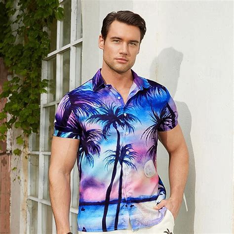Men's Coconut Tree Tropical Plants Shirt Summer Hawaiian Shirt Aloha ...