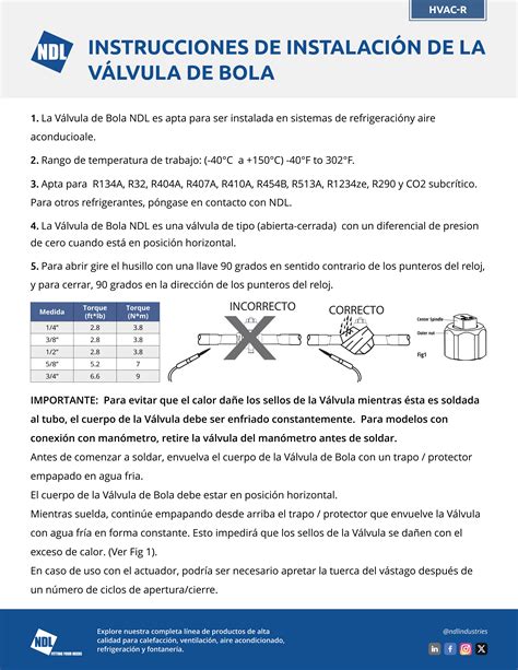Ball Valve Installation Instructions – Spanish | NDL Industries