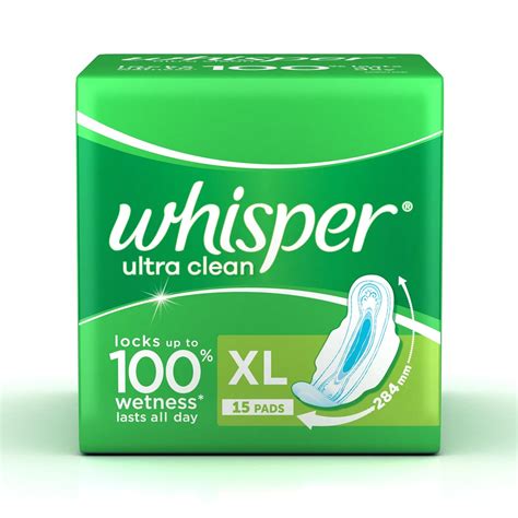 Buy Whisper Ultra Clean Sanitary Pads XL wings (15 Count) (Pack of 1 ...