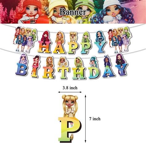 Rainbow High Dolls Theme Birthday Slumber Party Supplies Decorations ...