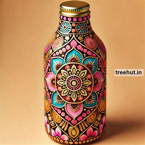 Mandala Bottle Decoration Ideas, Bottle Craft Ideas