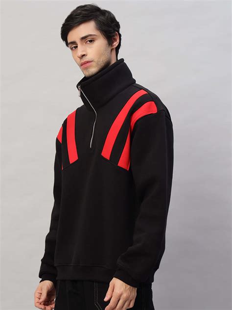 CROSSBAR FLEECE COLORBLOCK JACKET BLACK RED | Buy Online at Wearduds India