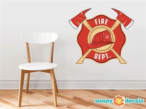 Buy Fire Department Emblem Fabric Wall Decal - Firefighter Sticker with ...