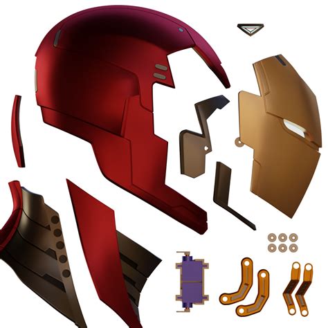 Motorized Walsh3D Ironman Model 51 Prime Helmet 3D Print Model – Wireframe