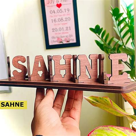 Stylish Customized Double Side Flip Wooden Name – MyPhotoPrint.in