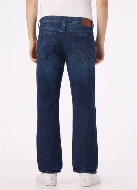 Men Dark Indigo Mid Rise Bootcut Stretchable Jeans | Pepe Jeans India