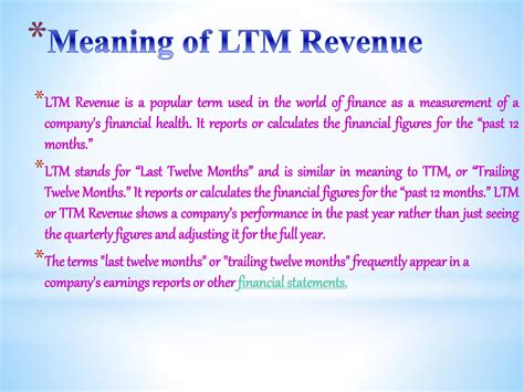 LTM revenue ( last twelve month revenue) | PPTX