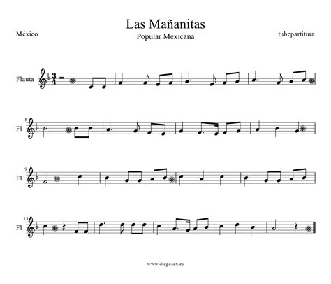 tubescore: Las Mañanitas Sheet music for Flute and Recorder Popular ...