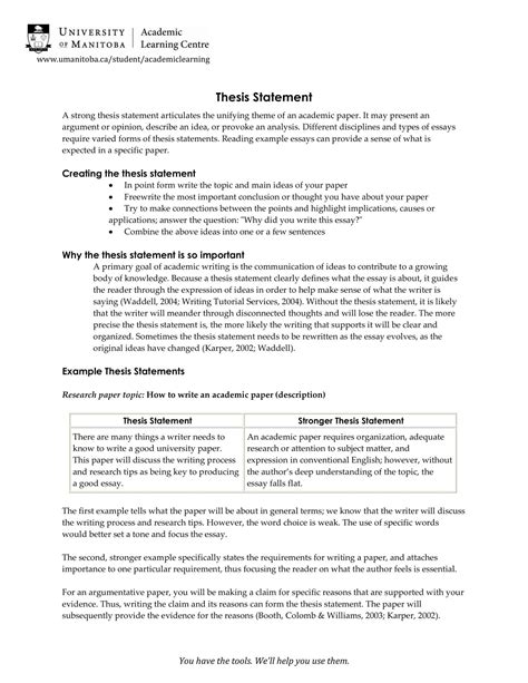 Free Printable Thesis Statement Templates [PDF, Word] / Examples
