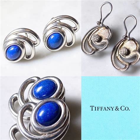 vintage 1984’s TIFFANY silver earrings set with lapis lazuli | NOIR ONLINE