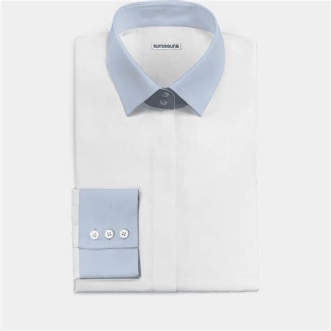 White cotton high-collar Shirt with contrasted cuffs and collar | Sumissura