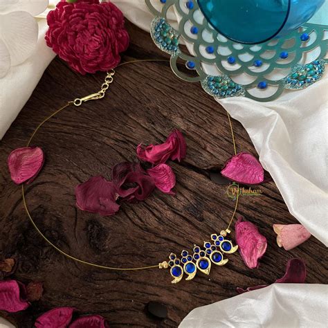 Stylish Blue Kemp Stone Pendant Invisible Chain-G14439 – vrikshamindia